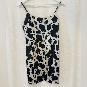 Cow Print Satin Mini Dress
